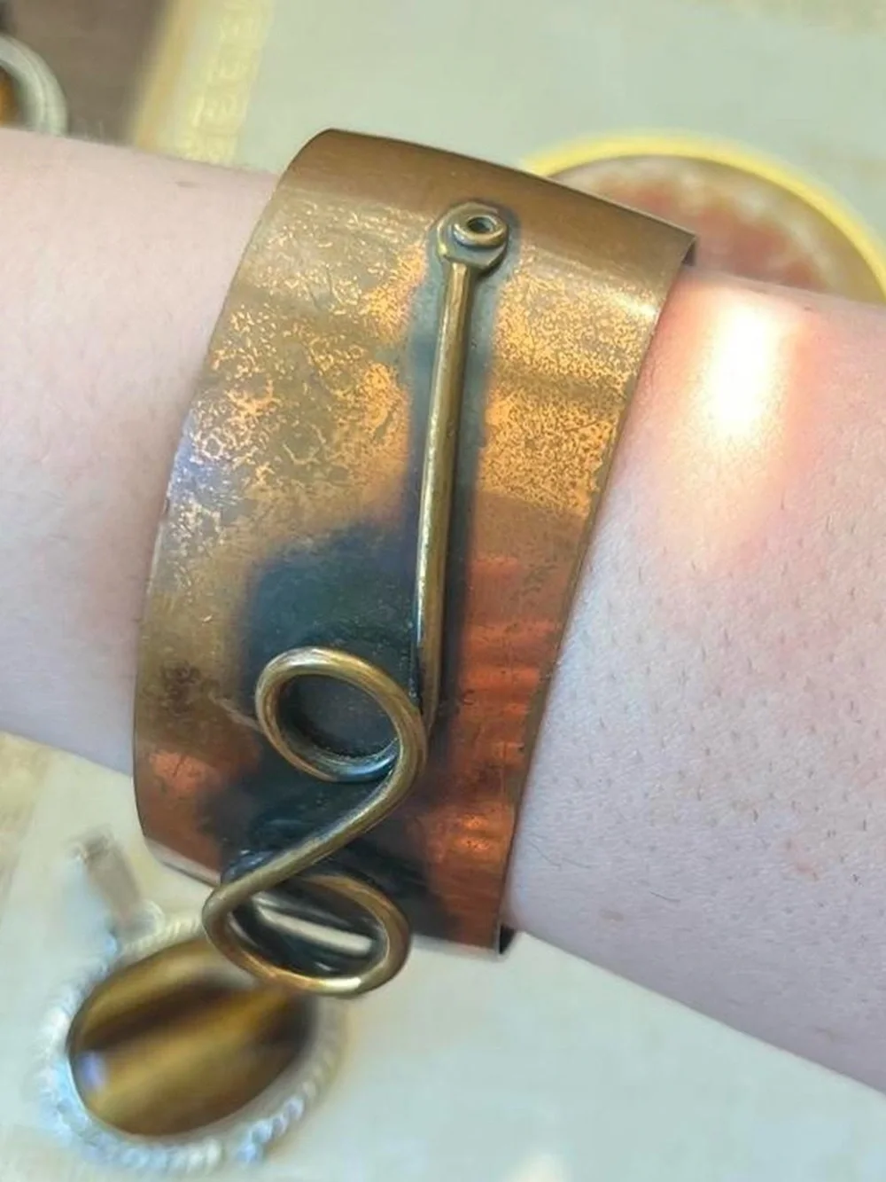 Vintage Boho Whimsical Bangle Bracelet Arm Cuff 50s 60s handmade MCM Jewelry